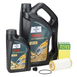 5L FUCHS TITAN 0W-20 Motor&ouml;l + MANN &Ouml;lfilter f&uuml;r VW Golf 7 8 Passat B8 Tiguan 1.8/2.0 TSI