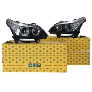 2x HELLA BI-XENON Hauptscheinwerfer + Stellmotor Set f&uuml;r BMW E60 E61 01.2005-03.2007 li+re
