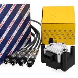 HELLA Zündspule + BOSCH Kabelsatz für VW Golf 6 Polo 5 Touran AUDI A1 8X A3 8P 1.2 TSI