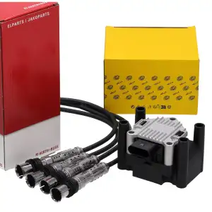 HELLA Zündspule + HERTH+BUSS Kabelsatz für VW Golf 6 Polo 5 Touran AUDI A1 8X 8P 1.2 TSI