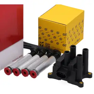 HELLA Z&uuml;ndspule + HERTH+BUSS Z&uuml;ndkabelsatz f&uuml;r FORD Fiesta 5 MK5 Fusion JU Ka 1.25 16V 1.3