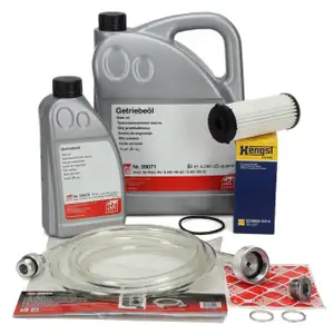 HENGST Getriebefilter + 6L febi Getriebe&ouml;l + Bef&uuml;llschlauch f&uuml;r VAG DQ500 DQ400E