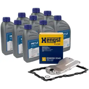 HENGST Getriebefilter Satz + 9L MEYLE Getriebe&ouml;l f&uuml;r AUDI Q7 Cayenne Touareg 6-Gang