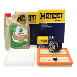 HENGST Filterset + 4L CASTROL 5W30 LL Motor&ouml;l f&uuml;r VW Up 1.0 TSI / GTI 90/115 PS