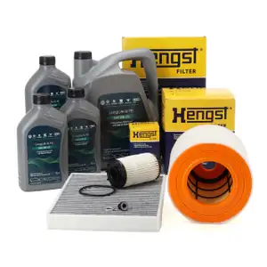 HENGST Filterset + 8L ORIGINAL 0W20 Motor&ouml;l f&uuml;r AUDI A6 C8 A7 4K 55 TFSi Mild Hybrid