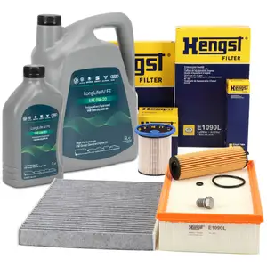 HENGST Filterset 4-tlg + 6L ORIGINAL 0W20 Motor&ouml;l f&uuml;r VW Golf 8 Passat B8 Tiguan 2.0 TDI