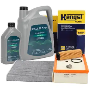 HENGST Filterset 3-tlg + 6L ORIGINAL 0W20 Motor&ouml;l f&uuml;r VW Golf 8 Passat Tiguan 8Y 2.0 TDI
