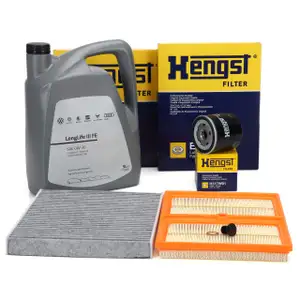 HENGST Filterset + 5L ORIGINAL 0W30 Motor&ouml;l f&uuml;r VW Golf 7 A3 8V Leon 5F Octavia 3 1.0 TSI
