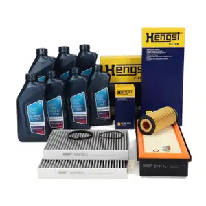 HENGST Filterset 3-tlg + 7L ORIGINAL 5W30 Motor&ouml;l f&uuml;r BMW F10/11/F07 530d 535d F01-04 N57