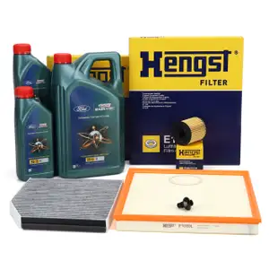 HENGST Filterset 3-tlg + 7L CASTROL 5W30 A5 Motor&ouml;l f&uuml;r FORD Tourneo/Transit 2.2 TDCi