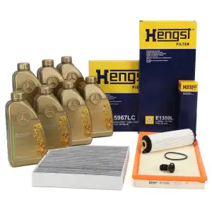 HENGST Filterset 3-tlg + 7L ORIGINAL 0W20 f&uuml;r MB 229.71 MERCEDES W205 10/C253 5/C167 OM654