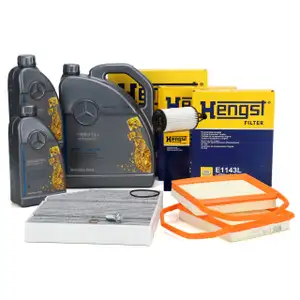 HENGST Filterset + 7L ORIGINAL 5W40 f&uuml;r MB 229.5 Motor&ouml;l MERCEDES W205 W213 10/C253 M276