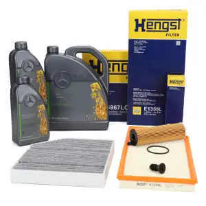 HENGST Filterset 3-tlg + 7L ORIGINAL 5W30 f&uuml;r MB 229.52 Motor&ouml;l MERCEDES W205 W206 OM654