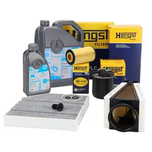 HENGST Filterset 4-tlg + 6L ORIGINAL 5W30 MB 229.51 Motor&ouml;l MERCEDES W205 S205 C205 OM651