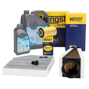 HENGST Filterset 3-tlg + 6L ORIGINAL 5W30 MB 229.51 Motor&ouml;l MERCEDES W205 S205 C205 OM651