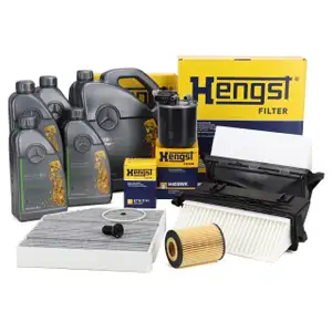 HENGST Filterset 4-tlg + 9L ORIGINAL 5W30 f&uuml;r MB 229.52 Motor&ouml;l MERCEDES W213 S213 OM642