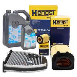 HENGST Filterset + 6L ORIGINAL 5W30 MB 229.51 Motor&ouml;l MERCEDES W204 C218 W212 X204 M274