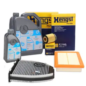 HENGST Filterset + 6L ORIGINAL 5W30 MB 229.51 Motoo&ouml;l MERCEDES W204 C180 / CGI W212 M274