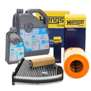 HENGST Filterset + 6L ORIGINAL 5W30 MB 229.51 Motor&ouml;l MERCEDES W204 Kompressor M271
