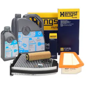 HENGST Filterset + 6L ORIGINAL 5W30 MB 229.51 Motor&ouml;l MERCEDES W204 S204 C180/200 CGI M271