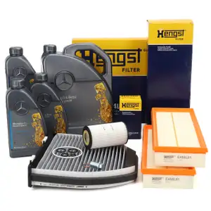 HENGST Filter Set + 8L ORIGINAL 5W40 for MB 229.5 Engine Oil MERCEDES W204 W212 X204 M272 M273