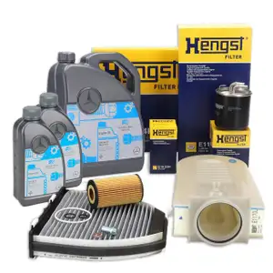 HENGST Filterset 4-tlg + 7L ORIGINAL 5W30 MB 229.51 Motor&ouml;l MERCEDES W204 W212 X204 OM651
