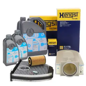 HENGST Filterset 3-tlg + 7L ORIGINAL 5W30 MB 229.51 Motor&ouml;l MERCEDES W204 W212 X204 OM651