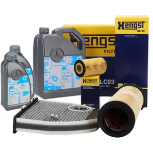 HENGST Filterset 3-tlg + 7L ORIGINAL 5W30 MB 229.51 Motor&ouml;l MERCEDES W204 S204 CDI OM646