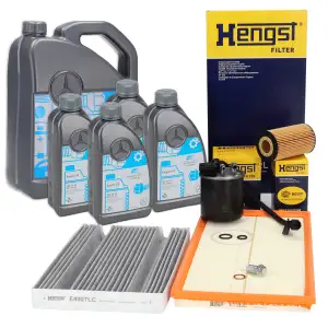 HENGST Filterset 4-tlg + 9L ORIGINAL 5W-30 MB 229.51 MERCEDES V-Klasse Vito W447 OM651
