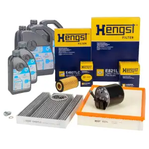 HENGST Filterset 4-tlg + 12L ORIGINAL 5W-30 MB 229.51 MERCEDES Srptiner B907 B910 OM651