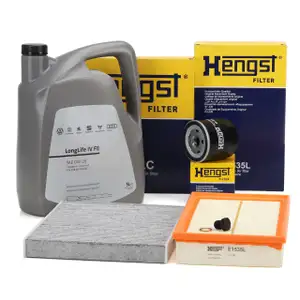 HENGST Filterset + 5L ORIGINAL 0W20 Motor&ouml;l f&uuml;r VW Polo 6 A1 GB Arona IBiza 5 1.0/1.5 TSI