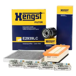 HENGST Filterset 3-tlg + 4x ORIGINAL Z&uuml;ndkerze f&uuml;r FIAT Grande/Punto/Evo 199_ 1.2 1.4