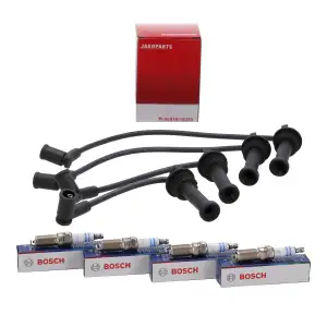 HERTH+BUSS Z&uuml;ndkabelsatz + 4x BOSCH Z&uuml;ndkerze f&uuml;r FORD Fiesta 5 6 Focus 1 2 Ka+ 1.25-1.6