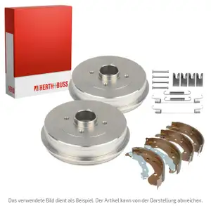 HERTH+BUSS JAKOPARTS Bremstrommeln + Bremsbacken f&uuml;r NISSAN Micra 3 K12 Note E11 hinten