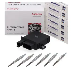 HITACHI ASTEMO Steuerger&auml;t Gl&uuml;hzeit + 6x BERU Gl&uuml;hkerze f&uuml;r BMW E46 E90-93 E60 E61 M57