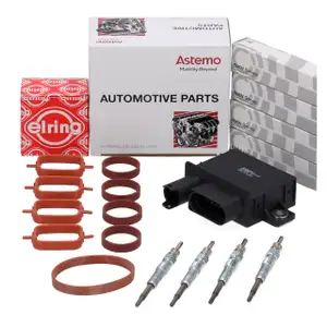 HITACHI ASTEMO Steuerger&auml;t 4x ORIGINAL Gl&uuml;hkerze ELRING Dichtungen f&uuml;r BMW 3er 5er X3 M47