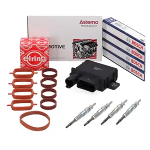 HITACHI ASTEMO Steuerger&auml;t 4x BOSCH Gl&uuml;hkerze ELRING Dichtungen f&uuml;r BMW E87 E46 E90 M47