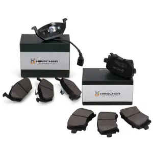 HIRSCHER Bremsbel&auml;ge + Sensor f&uuml;r VW Golf 5 6 AUDI A3 8P SKODA Octavia 2 vorne + hinten