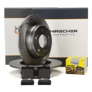 HIRSCHER Bremsscheiben + TEXTAR Bremsbeläge für MERCEDES W203 R209 ohne Sportpaket hinten