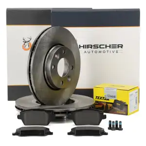 HIRSCHER Bremsscheiben + TEXTAR Bremsbeläge für RENAULT Clio 3 Modus Thalia 2 vorne