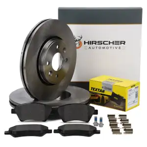 HIRSCHER Bremsscheiben + TEXTAR Bremsbel&auml;ge f&uuml;r RENAULT Megane 2 Grand/Scenic 2 vorne