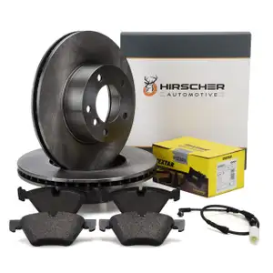 HIRSCHER Bremsscheiben + TEXTAR Bremsbel&auml;ge + Sensor f&uuml;r BMW E81-88 bis 03.2010 vorne