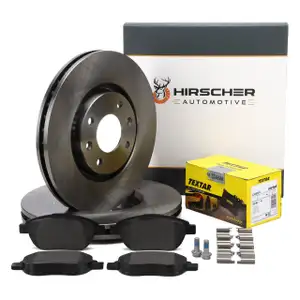 HIRSCHER Bremsscheiben + TEXTAR Bel&auml;ge f&uuml;r CITROEN Berlingo C3 C4 PEUGEOT 206 207 vorne