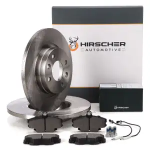 HIRSCHER Bremsscheiben + Bremsbeläge + Sensor für RENAULT Twingo 1 2 DACIA Logan vorne