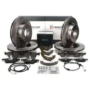 HIRSCHER Bremsscheiben Bel&auml;ge Sensor Bremsbacken f&uuml;r BMW E81 E87 E90-93 03.10 vorne hinten