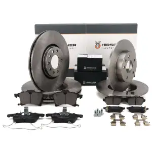 HIRSCHER Bremsscheiben + Bel&auml;ge f&uuml;r OPEL Astra H Meriva A B Zafira B 5-Loch vorne + hinten