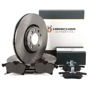 HIRSCHER Bremsscheiben + Bel&auml;ge f&uuml;r OPEL Astra H Zafira B Corsa C D OPC 5-Loch vorne