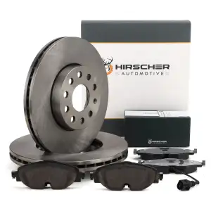 HIRSCHER Bremsscheiben + Beläge + Sensor für VW Golf 8 AUDI A3 8Y Leon KL PR-1ZE vorne
