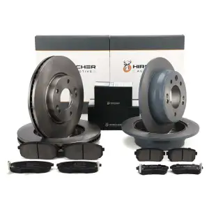 HIRSCHER Bremsscheiben + Bel&auml;ge f&uuml;r HYUNDAI i30 FD 15 Zoll KIA Cee'D ED vorne + hinten