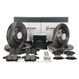 HIRSCHER Bremsscheiben + Bremsbel&auml;ge f&uuml;r OPEL Astra G A 5-Loch mit ABS vorne + hinten